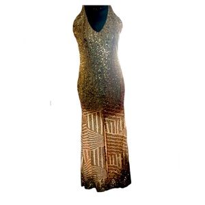 Gold Sequin Maxi Dress Medium